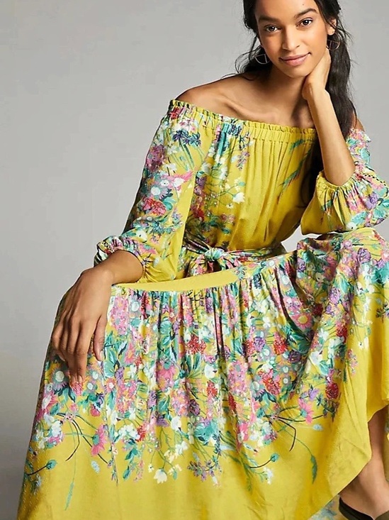 Anthropologie Dresses & Skirts - Gorgeous! Anthropologie Eliora Off-The-Shoulder Maxi Dress - Size Small